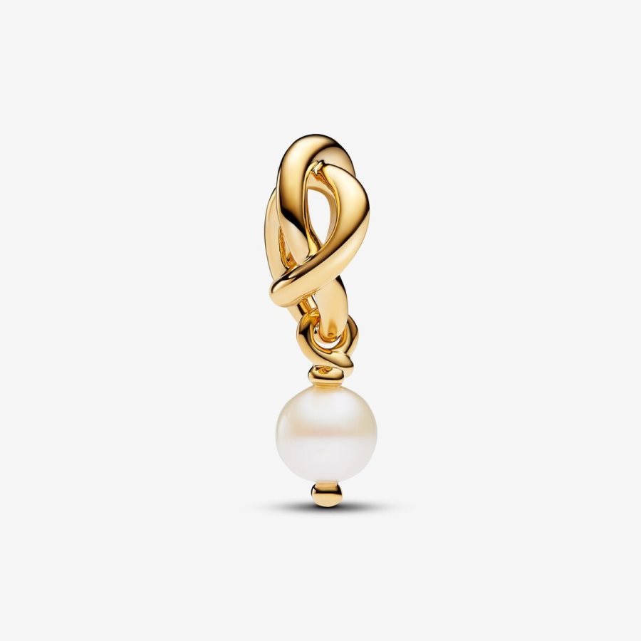 Pandora June Freshwater Cultured Pearl Eternity Circle Dangle Charm Altın | 095-ZNIBPX