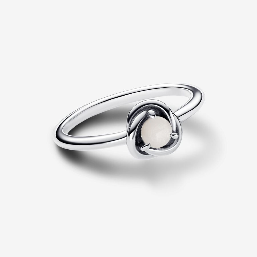 Pandora June White Bioresin Man-Made Mother of Pearl Eternity Circle Ring Gümüş | 540-MJXEOK