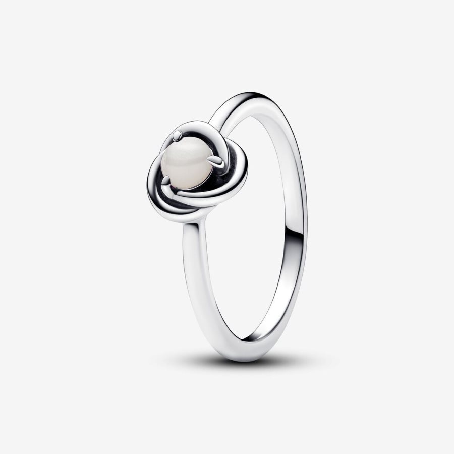 Pandora June White Bioresin Man-Made Mother of Pearl Eternity Circle Ring Gümüş | 540-MJXEOK