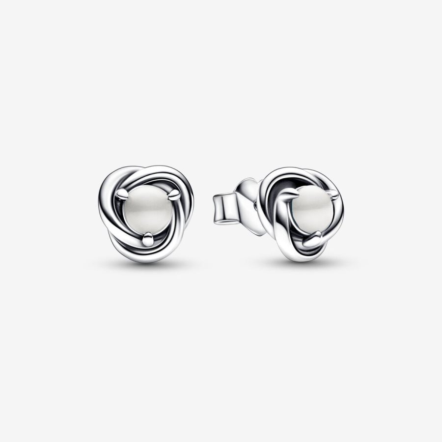 Pandora June White Eternity Circle Stud Earrings Gümüş | 765-NOLRBY
