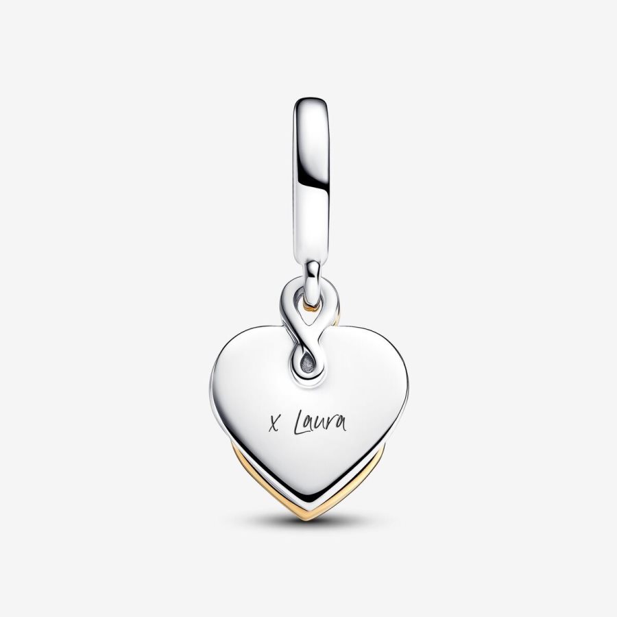 Pandora Lab-grown Diamond Engravable Mom Double Dangle Charm Renkli | 685-AUXLKH