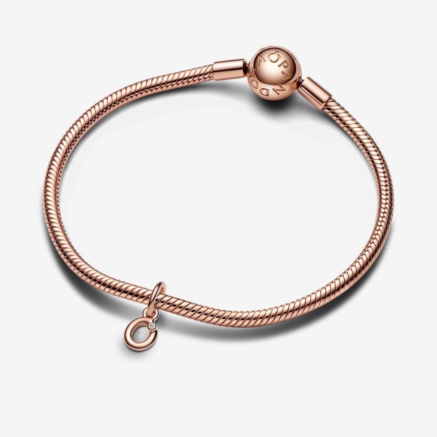 Pandora Letter O Script Alphabet Dangle Charm Pembe Altın | 163-YVBZTM