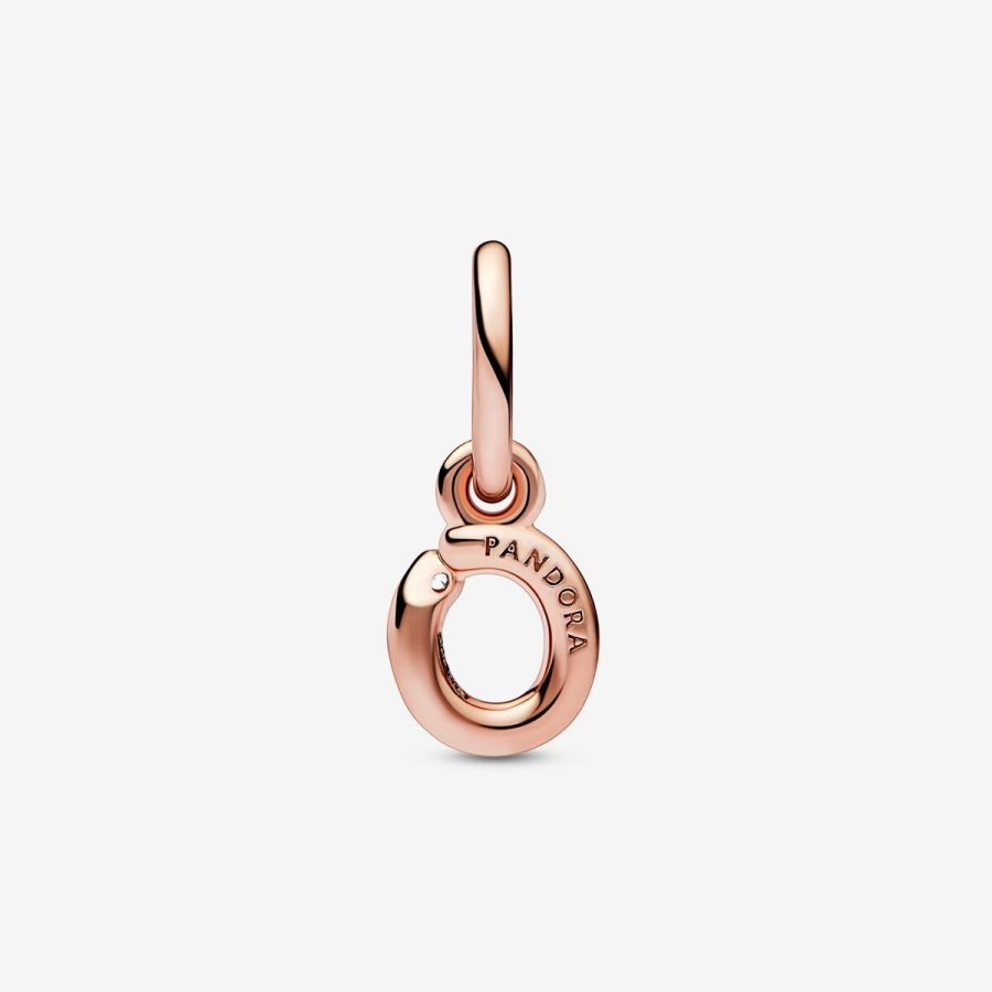 Pandora Letter O Script Alphabet Dangle Charm Pembe Altın | 038-NORXJL