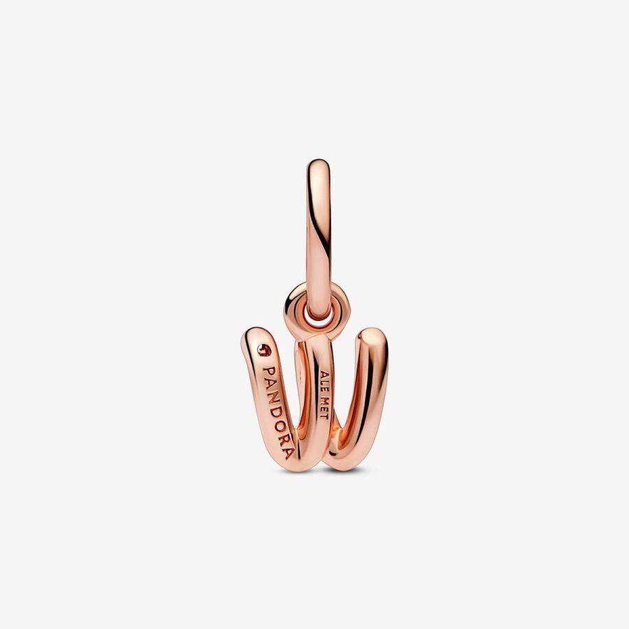 Pandora Letter W Script Alphabet Dangle Charm Pembe Altın | 097-LUXGBJ