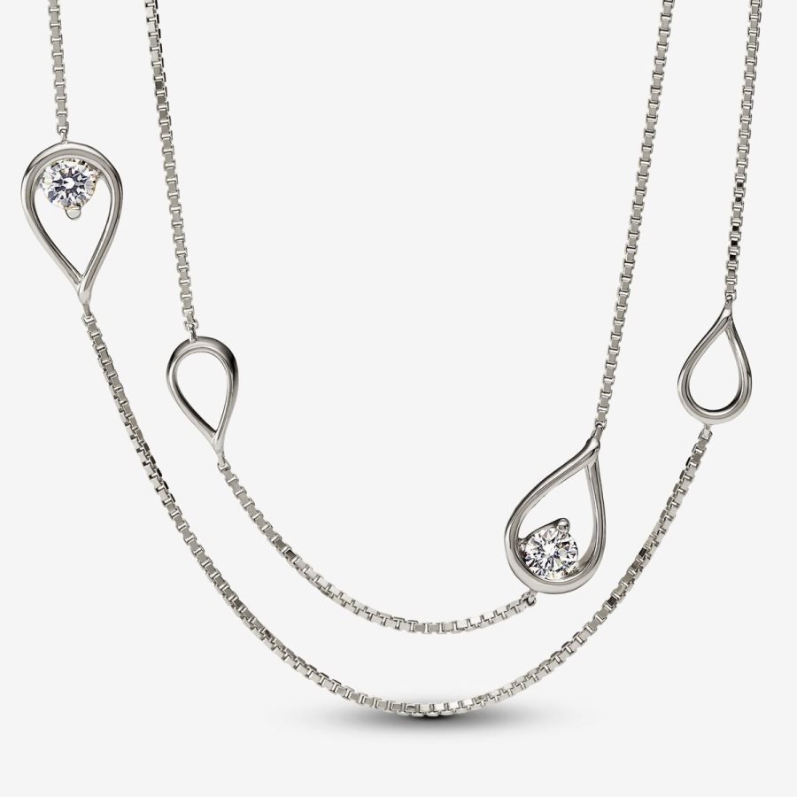 Pandora Long Pendant Necklace 0.50 carat tw 14k White Gold Beyaz Altın | 875-XRSALH