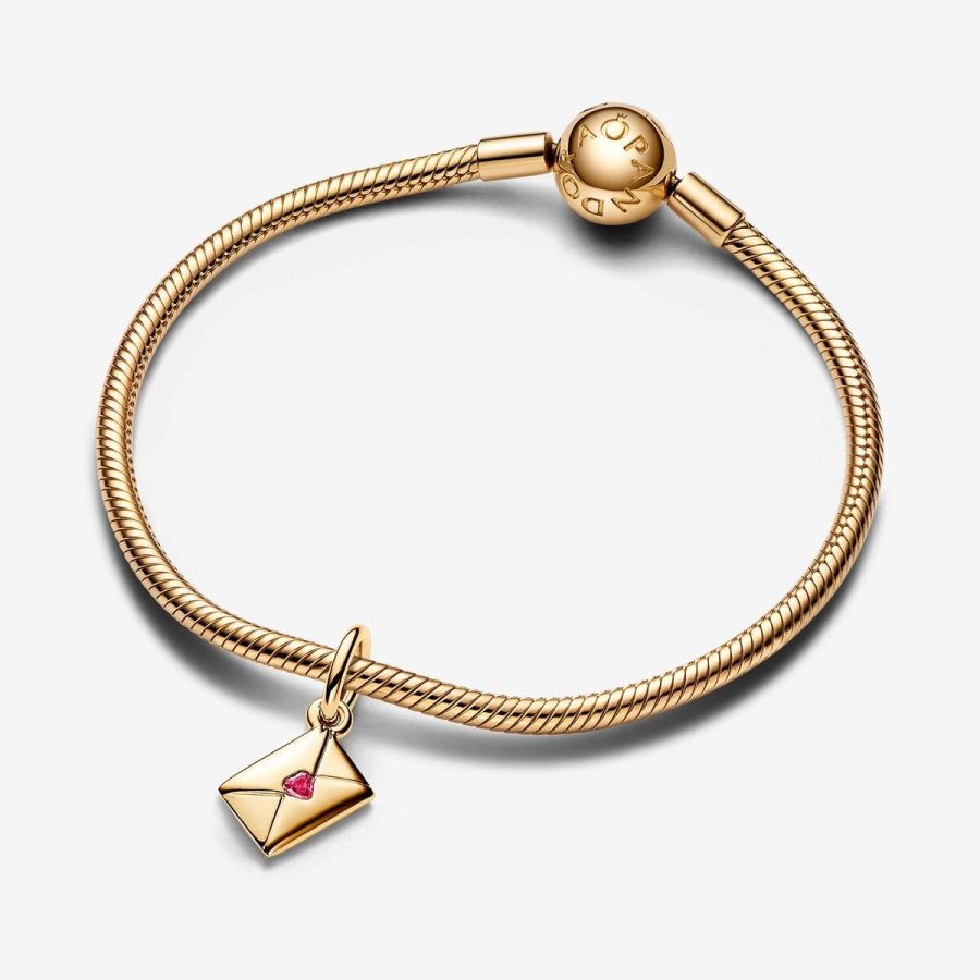 Pandora Love Letter Envelope Dangle Charm Altın | 591-FVMRJI