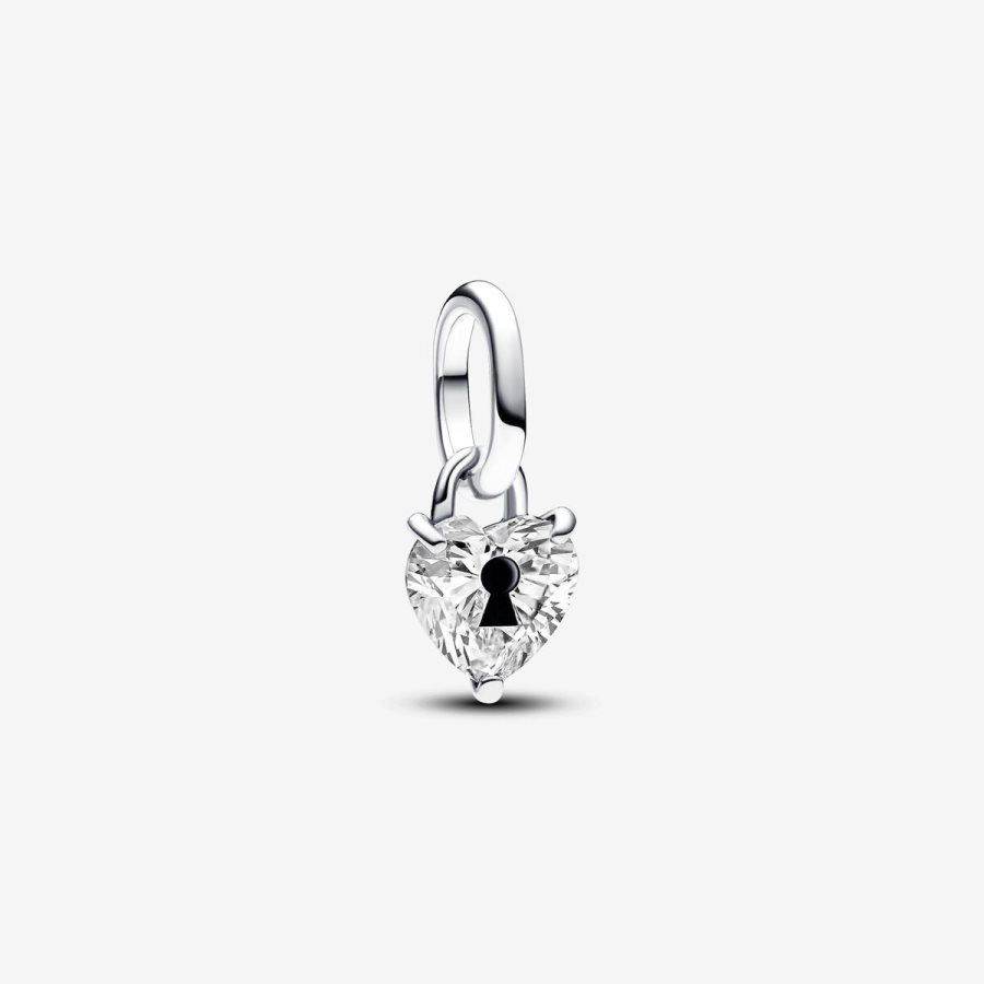 Pandora ME Keyhole Heart Mini Dangle Charm Gümüş | 476-ZSDJXO