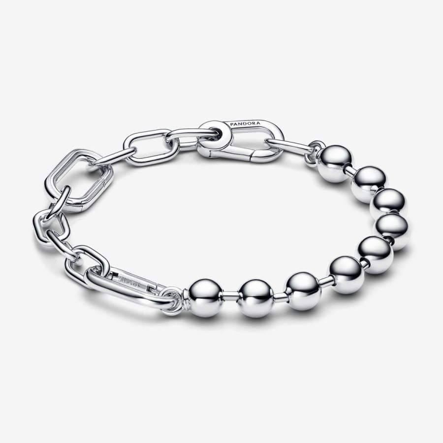Pandora ME Metal Bead & Link Chain Bracelet Gümüş | 240-XFZYKL