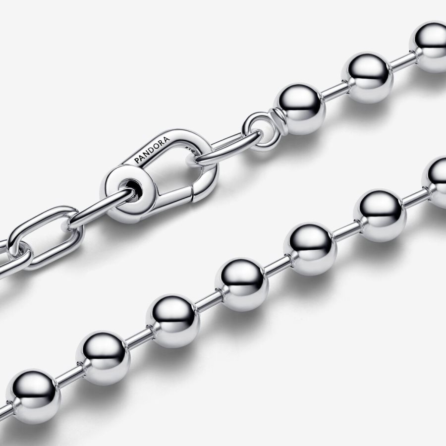 Pandora ME Metal Bead & Link Chain Necklace Gümüş | 596-CWKMVG