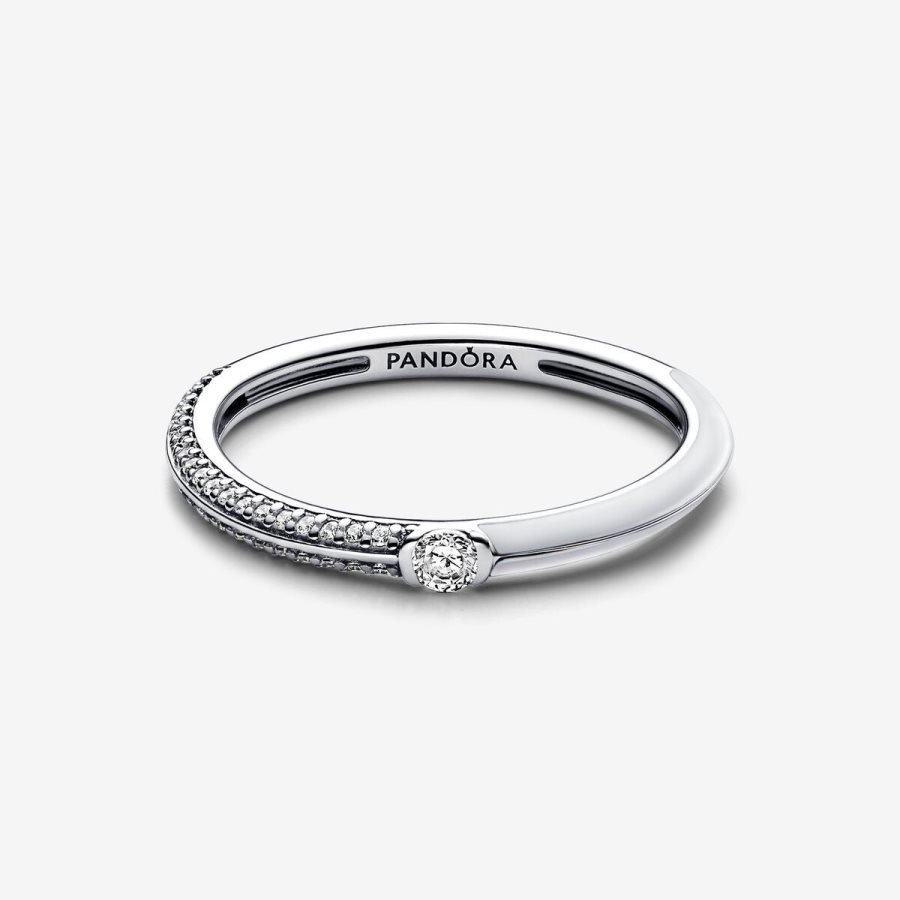 Pandora ME Pave & White Dual Ring Gümüş | 051-RGDOSM