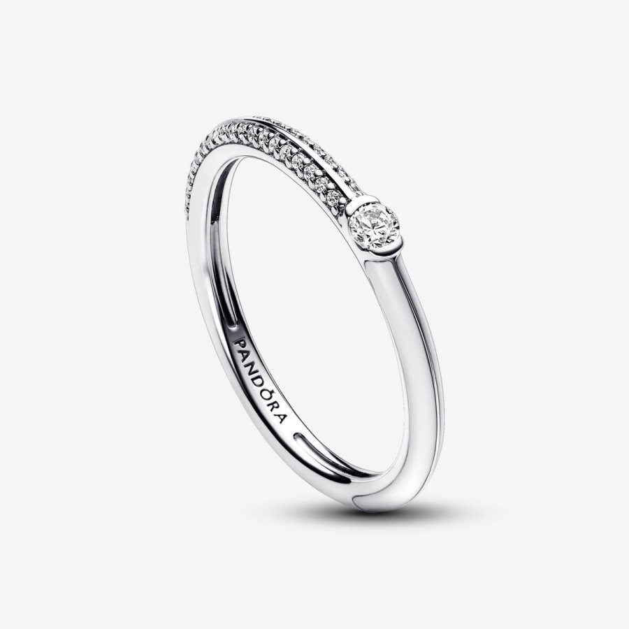 Pandora ME Pave & White Dual Ring Gümüş | 051-RGDOSM
