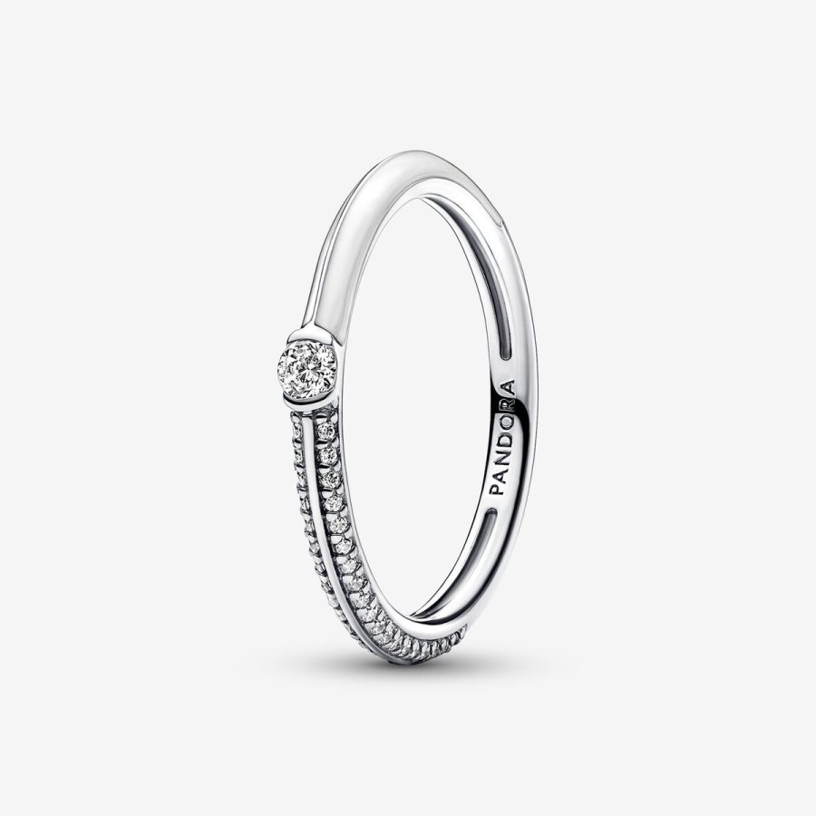 Pandora ME Pave & White Dual Ring Gümüş | 051-RGDOSM