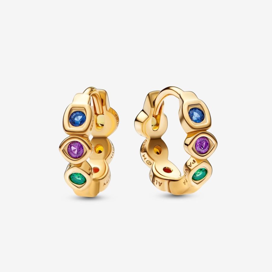 Pandora Marvel The Avengers Infinity Stones Hoop Earrings Altın | 143-FKDILZ