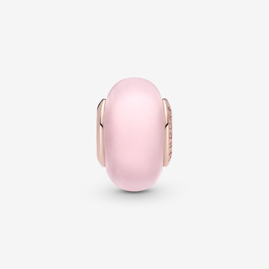 Pandora Matte Pink Murano Glass Charm Pembe Altın | 075-KQXHGZ