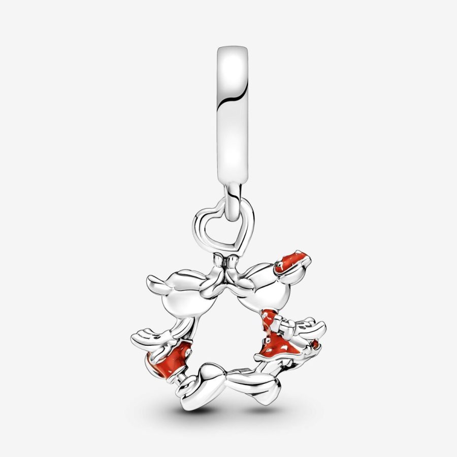 Pandora Mickey Mouse Kissing Dangle Charm Gümüş | 638-EUBAFX