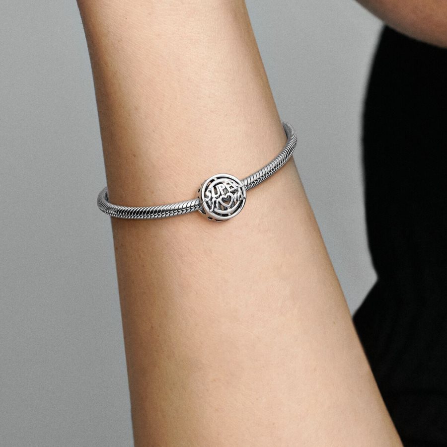 Pandora Mom Hero Openwork Charm Gümüş | 461-GHOXPT