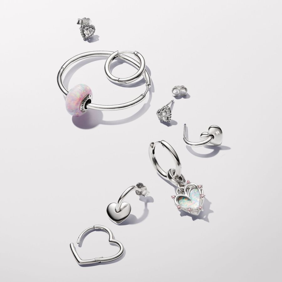 Pandora Moments 40 mm Charm Hoop Earrings Gümüş | 329-SAVZRK