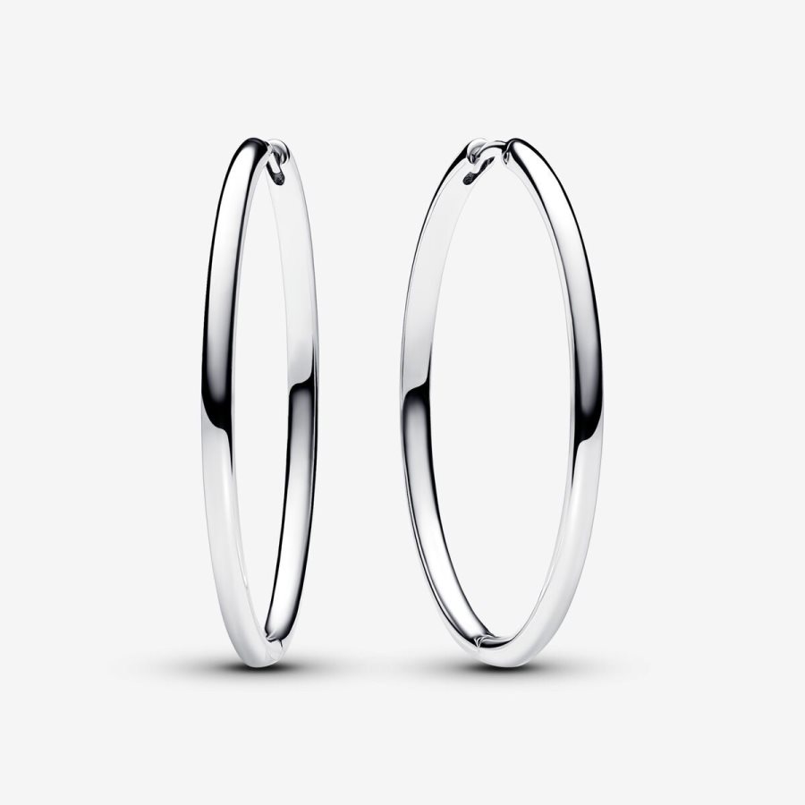 Pandora Moments 40 mm Charm Hoop Earrings Gümüş | 329-SAVZRK