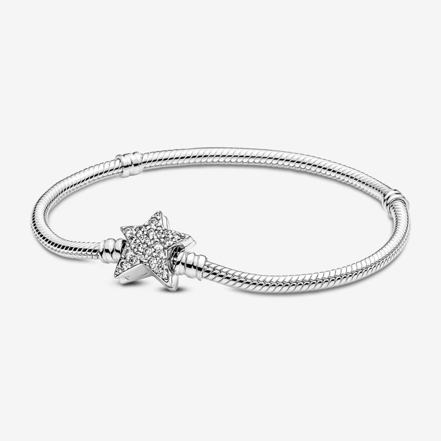 Pandora Moments Asymmetric Star Clasp Snake Chain Bracelet Gümüş | 397-EQBADJ