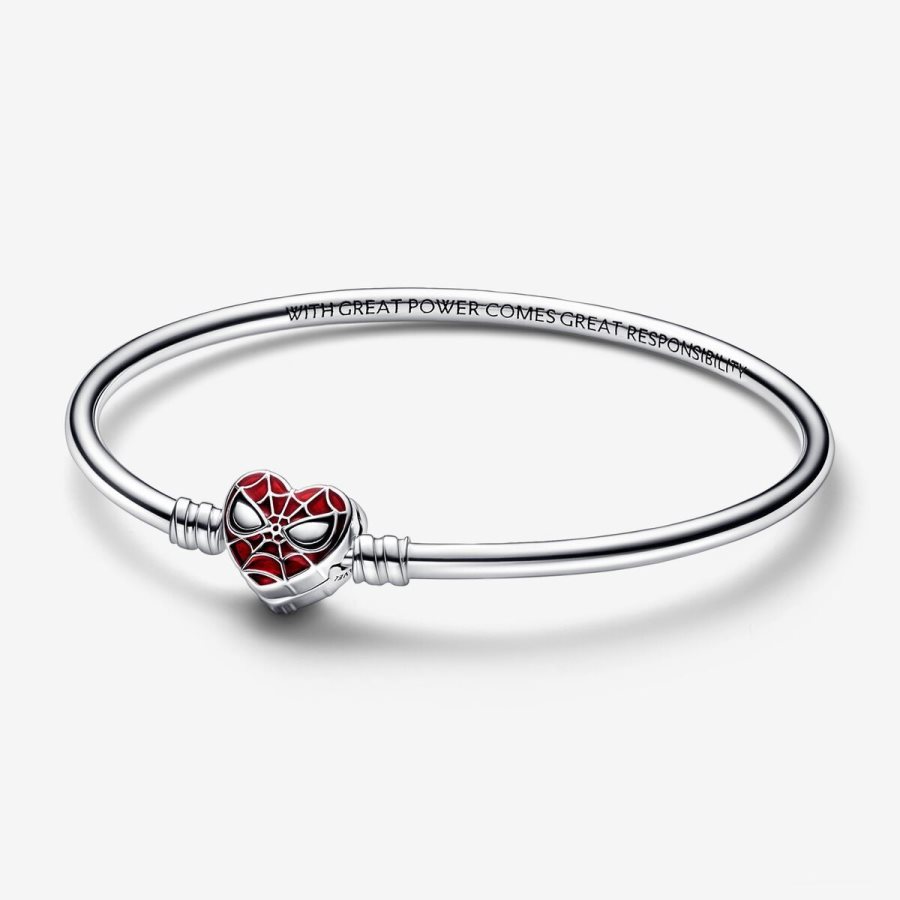 Pandora Moments Marvel Spider-Man Mask Clasp Bangle Gümüş | 402-DAKGMJ