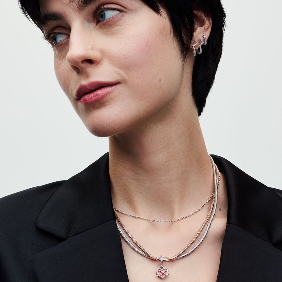 Pandora Moments Snake Chain Necklace Pembe Altın | 769-JUHVPG