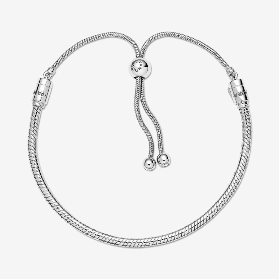 Pandora Moments Snake Chain Slider Bracelet Gümüş | 403-FLHQCT