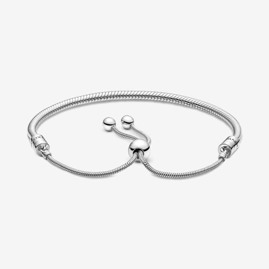 Pandora Moments Snake Chain Slider Bracelet Gümüş | 403-FLHQCT
