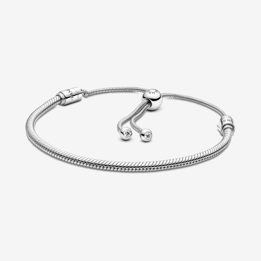 Pandora Moments Snake Chain Slider Bracelet Gümüş | 403-FLHQCT