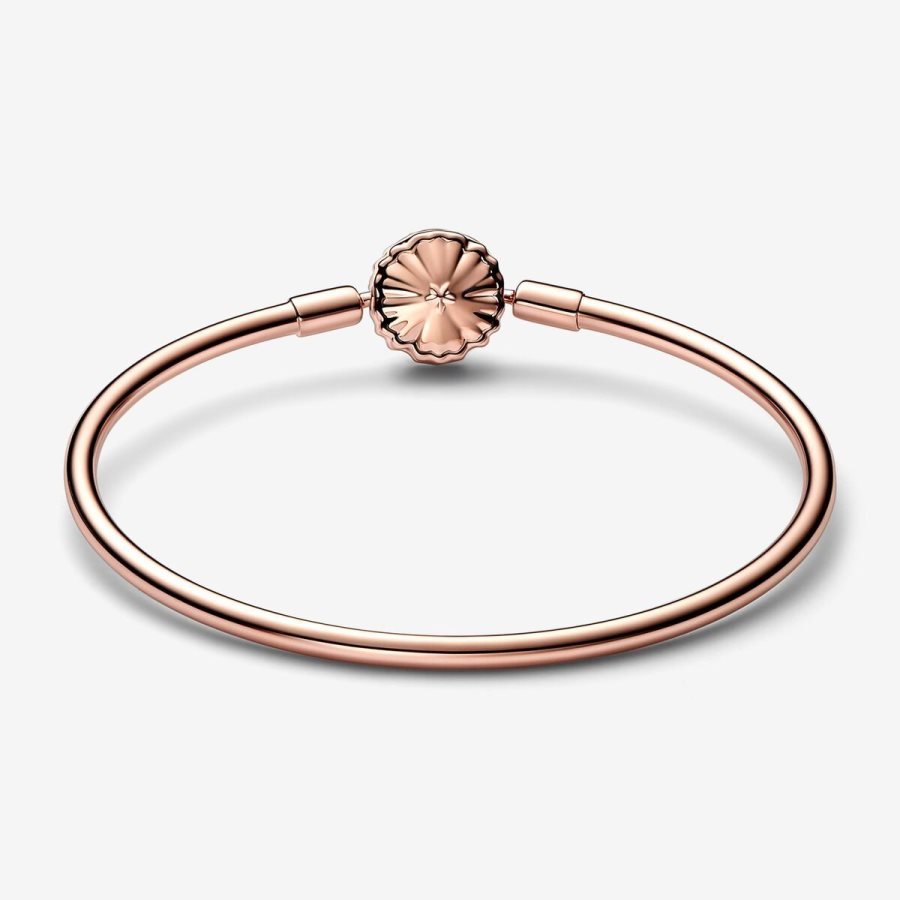Pandora Moments Sparkling Snowflake Clasp Bangle Pembe Altın | 501-NFKASL