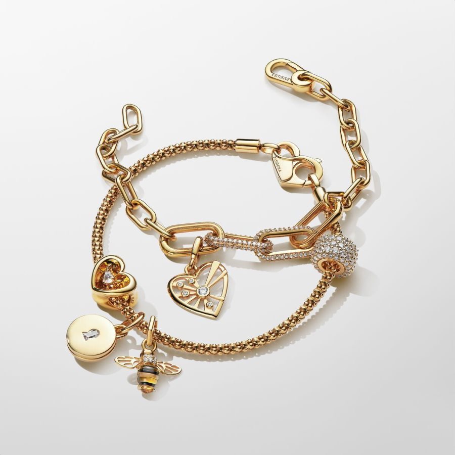 Pandora Moments Studded Chain Bracelet Altın | 256-GMBCHA