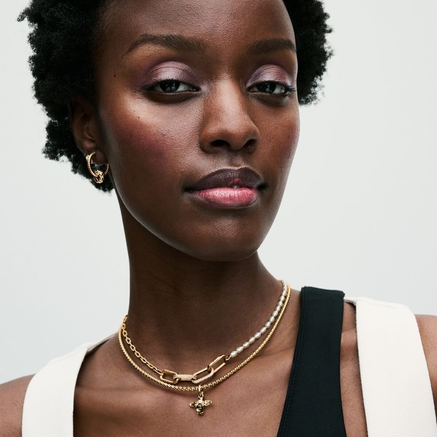 Pandora Moments Studded Chain Necklace Altın | 078-NJFACZ