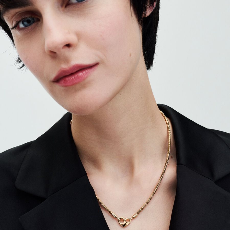 Pandora Moments Studded Chain Necklace Altın | 078-NJFACZ
