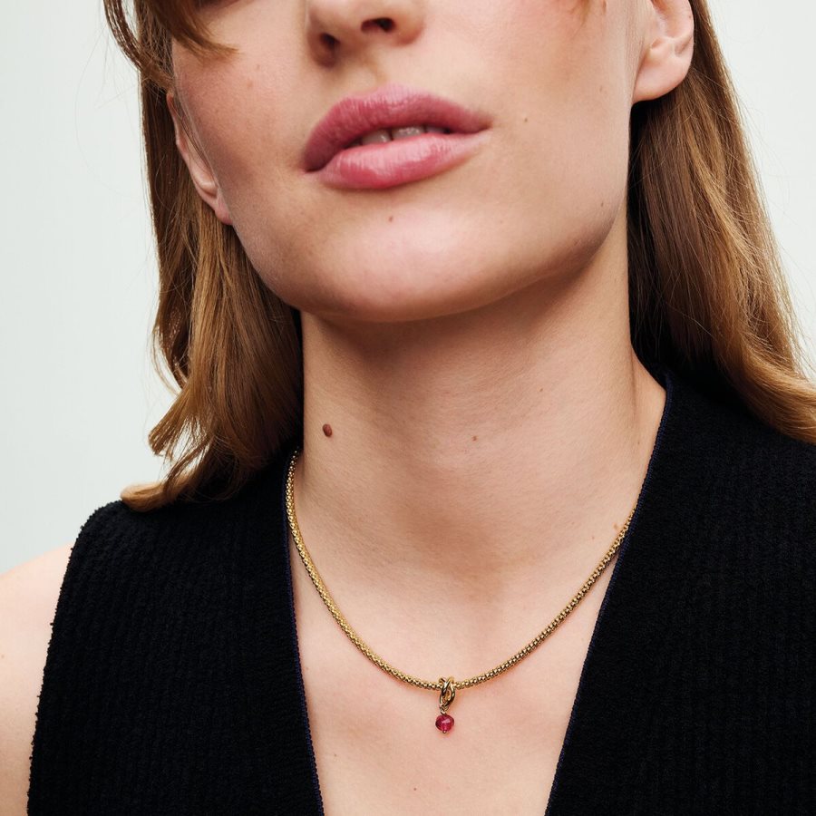 Pandora Moments Studded Chain Necklace Altın | 078-NJFACZ