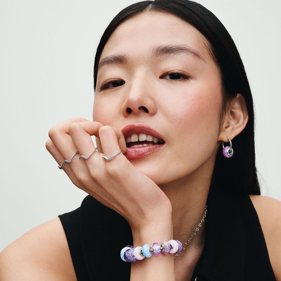 Pandora Moments Studded Chain Slider Bracelet Gümüş | 259-VSHFNO