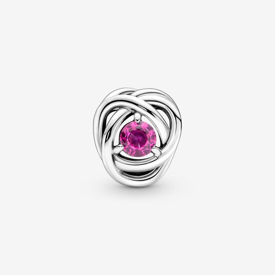 Pandora October Pink Eternity Circle Charm Gümüş | 586-ITVZQR
