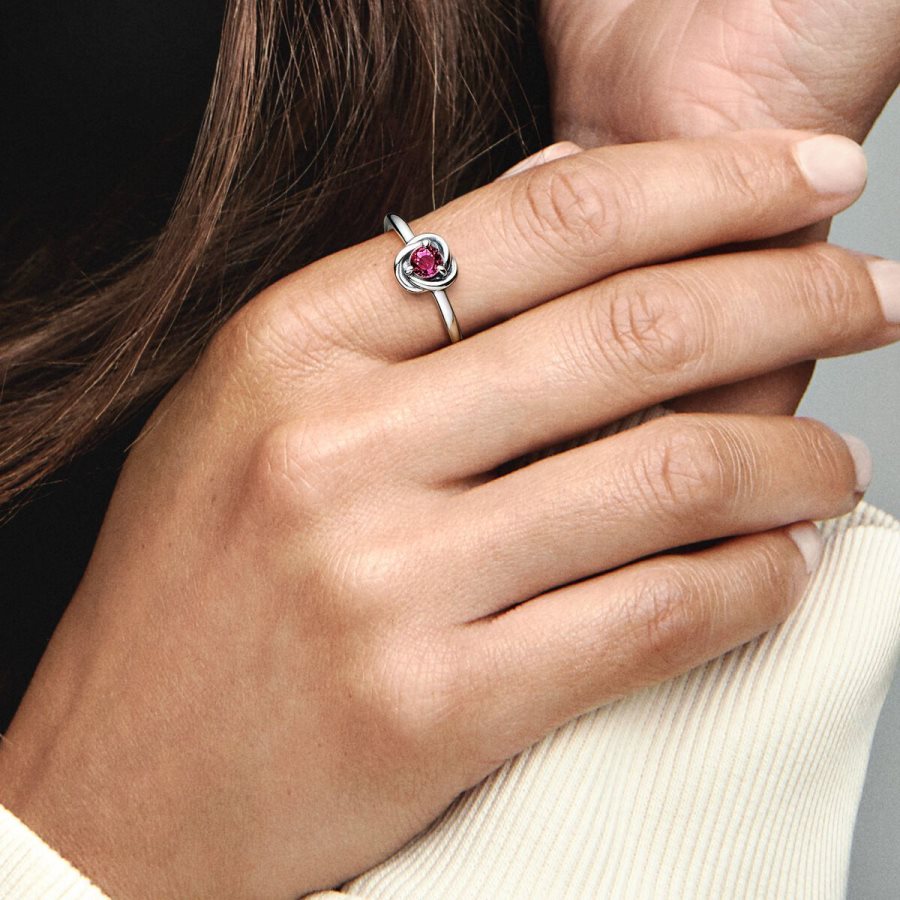 Pandora October Pink Eternity Circle Ring Gümüş | 495-JFAKPM