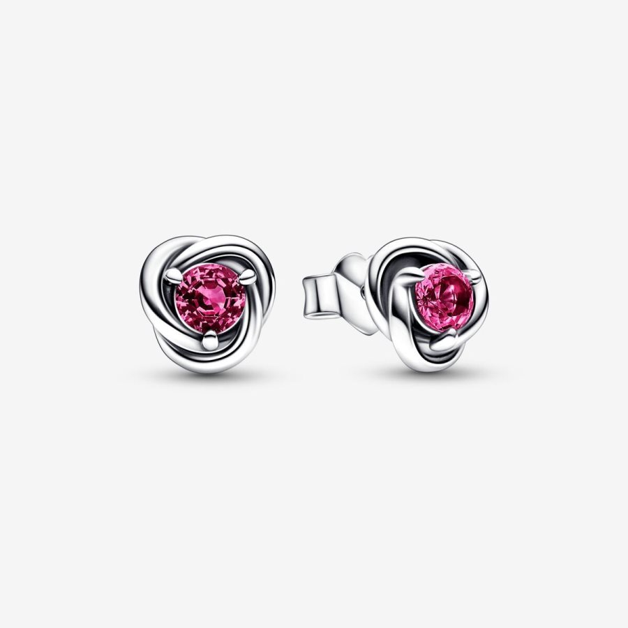 Pandora October Pink Eternity Circle Stud Earrings Gümüş | 956-ZTOMHB