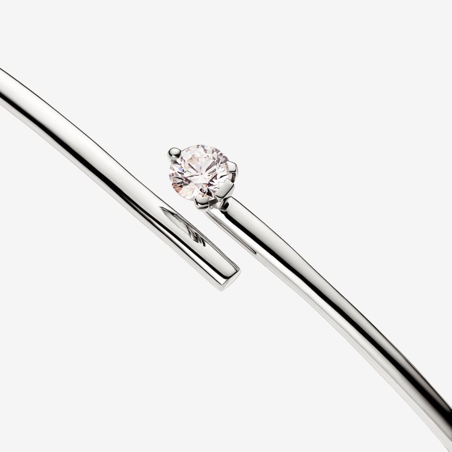 Pandora Open Bangle 0.25 carat tw 14k White Gold Beyaz Altın | 678-DZAJOY