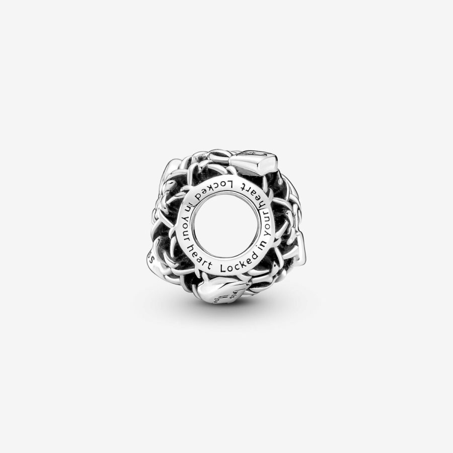 Pandora Openwork Chain Link Padlock Charm Gümüş | 679-NQTYKJ