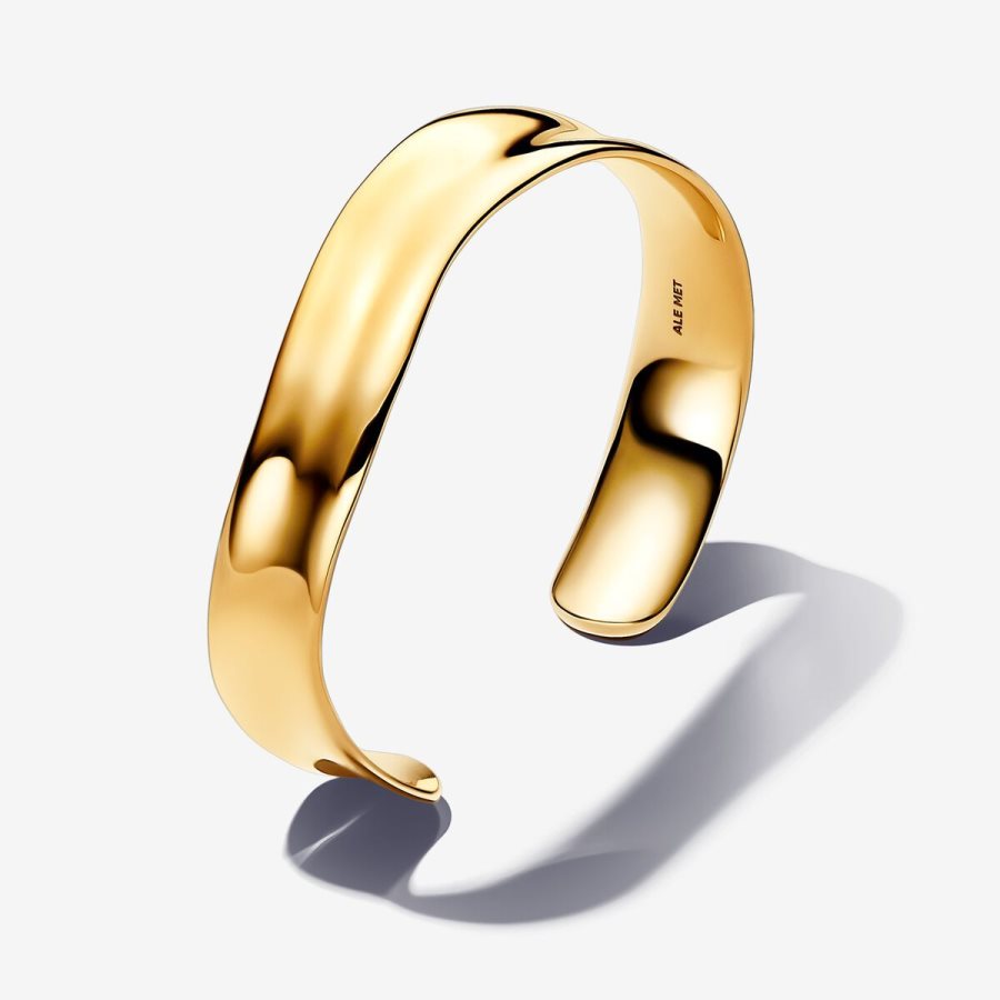 Pandora Organically Shaped Broad Open Bangle Altın | 534-WAZBJD