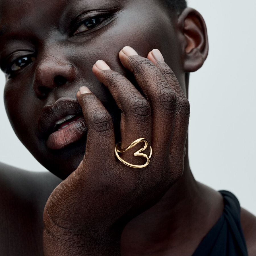 Pandora Organically Shaped Heart Ring Altın | 618-NRJCKS