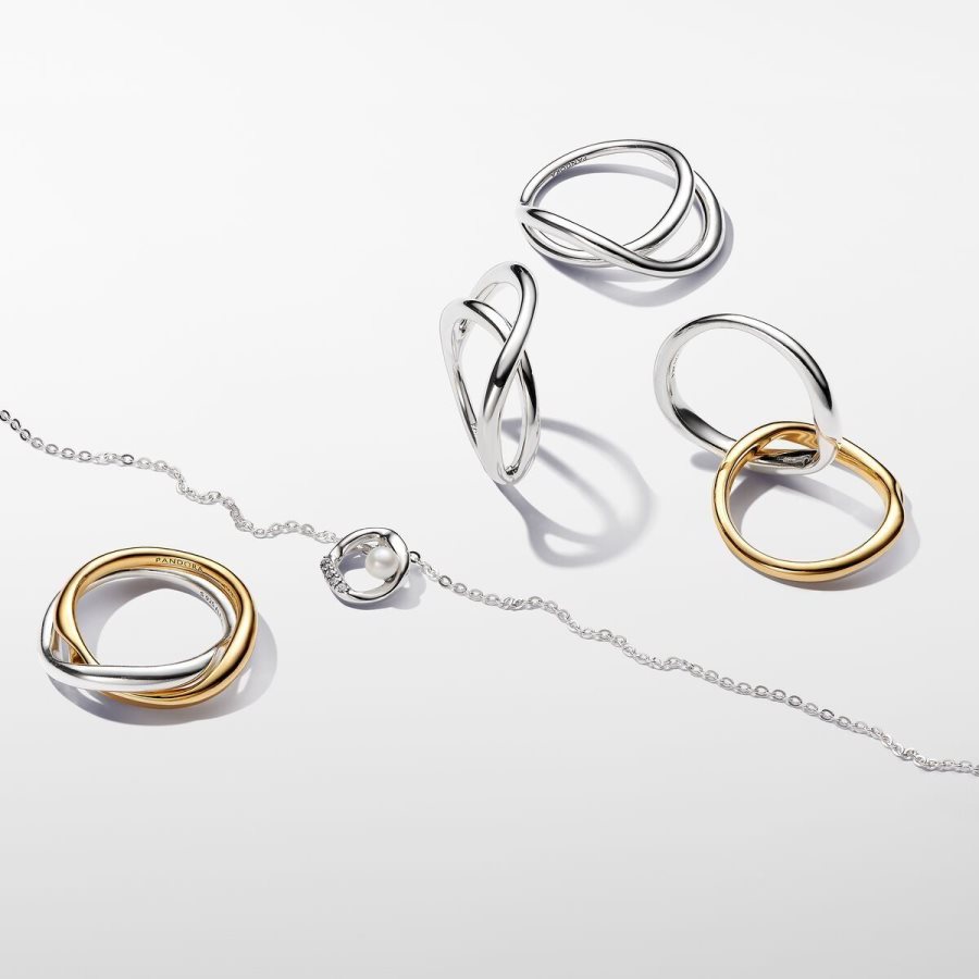 Pandora Organically Shaped Pave Circle & Treated Freshwater Cultured Pearl Collier Necklace Gümüş | 370-QPYLFR