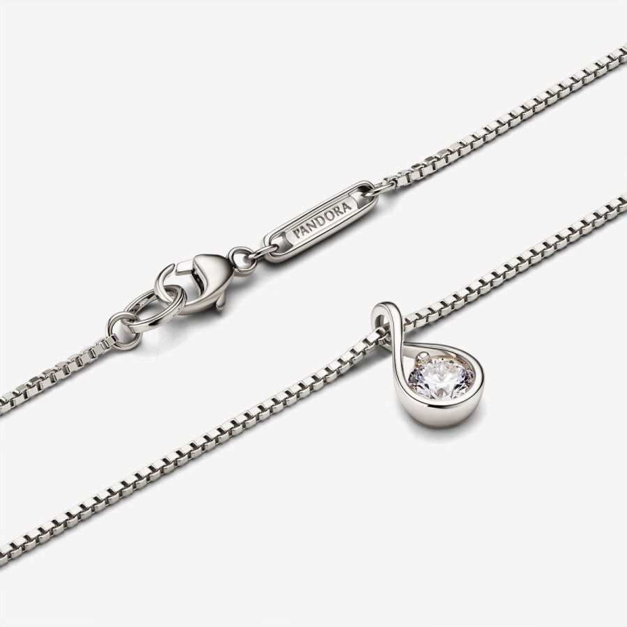 Pandora Pendant & Necklace 0.25 carat tw 14k White Gold Beyaz Altın | 390-RGVFOH