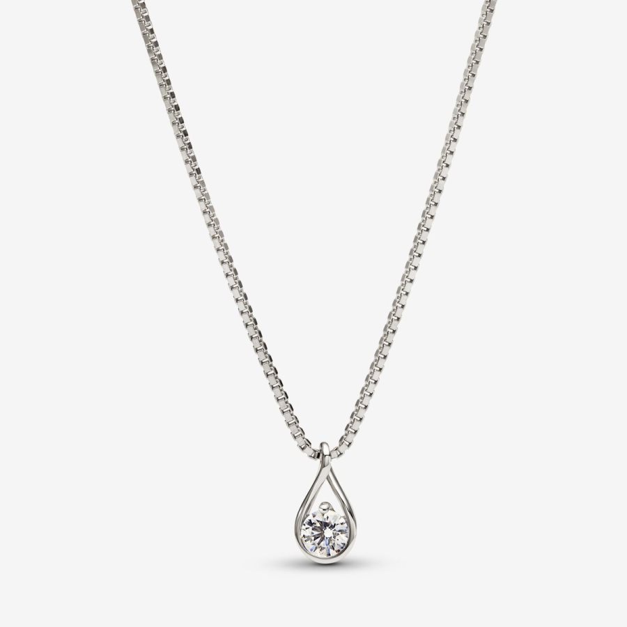 Pandora Pendant & Necklace 0.25 carat tw 14k White Gold Beyaz Altın | 390-RGVFOH