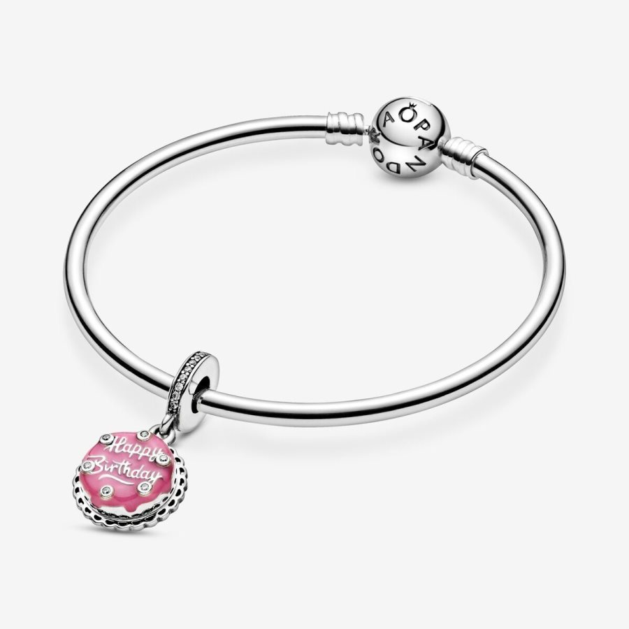 Pandora Pink Birthday Cake Dangle Charm Gümüş | 046-WCKFRP