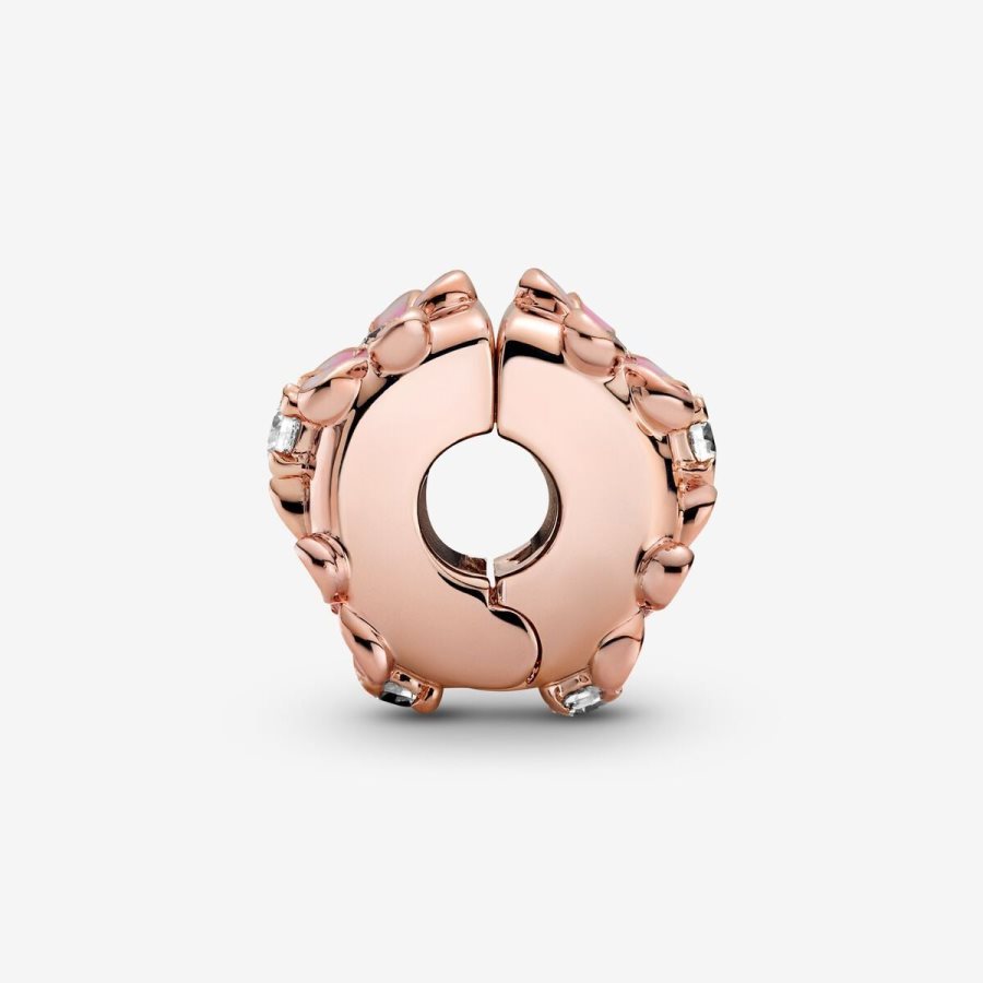 Pandora Pink Daisy Spacer Clip Charm Pembe Altın | 964-ZPQRNG