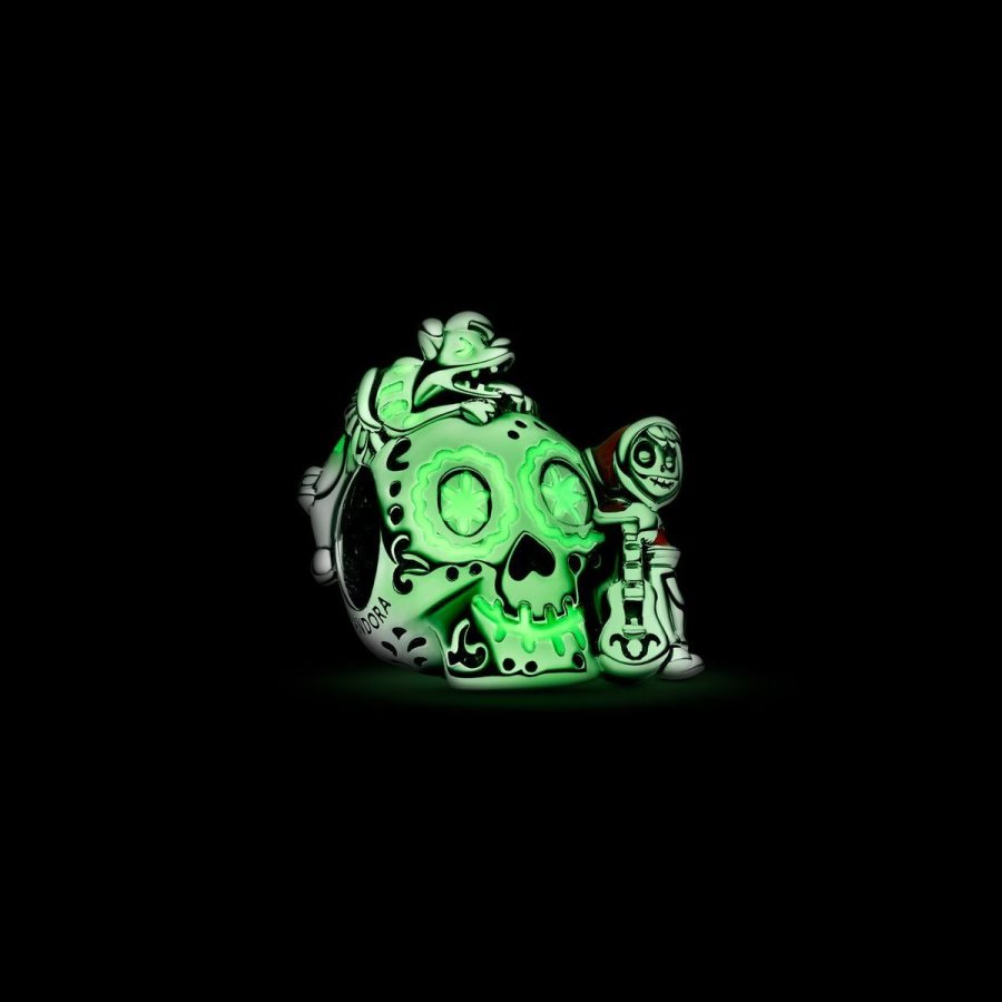 Pandora Pixar Coco Miguel & Dante Skull Glow-in-the-dark Charm Gümüş | 307-UXWAZY