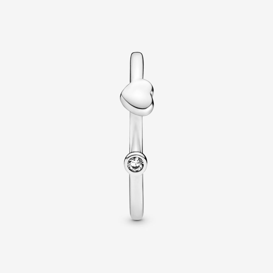 Pandora Polished Heart Open Ring Gümüş | 230-CIEYFQ