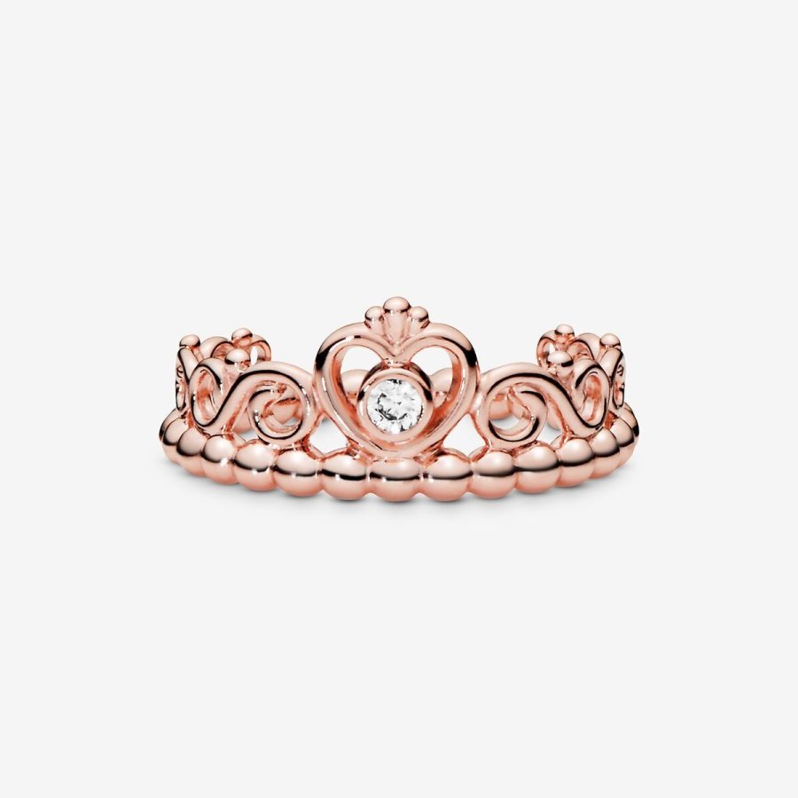 Pandora Princess Tiara Crown Ring Pembe Altın | 217-GPNMBZ