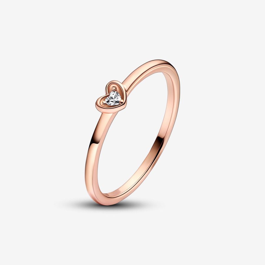 Pandora Radiant Heart Ring Pembe Altın | 924-QCZEMR